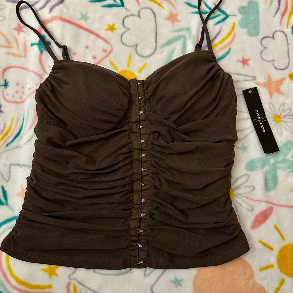 Moa Moa Chocolate Ruched top‎